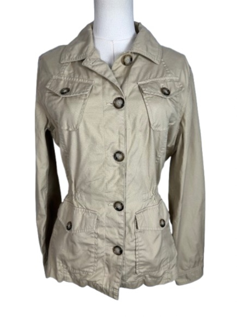 Eddie Bauer Khaki Button-Front Utility Jacket